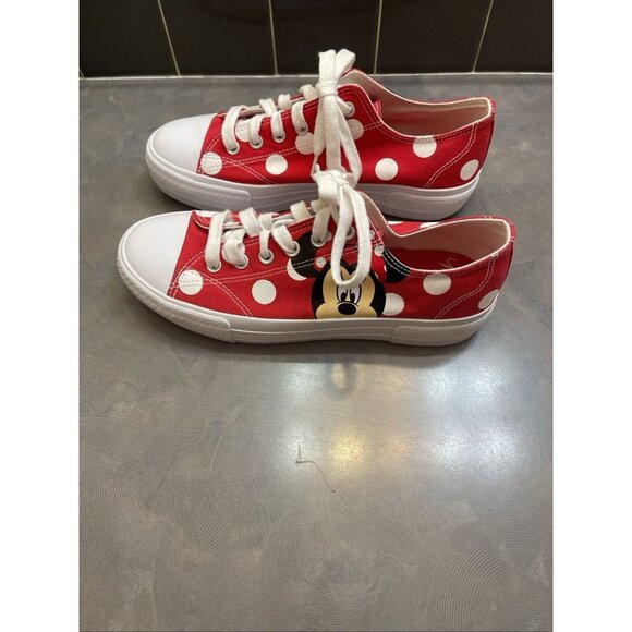 Disney Minnie Mouse Shoes Womens Size 11 Red White Polka Dot Canvas Converse Sty - Picture 11 of 13